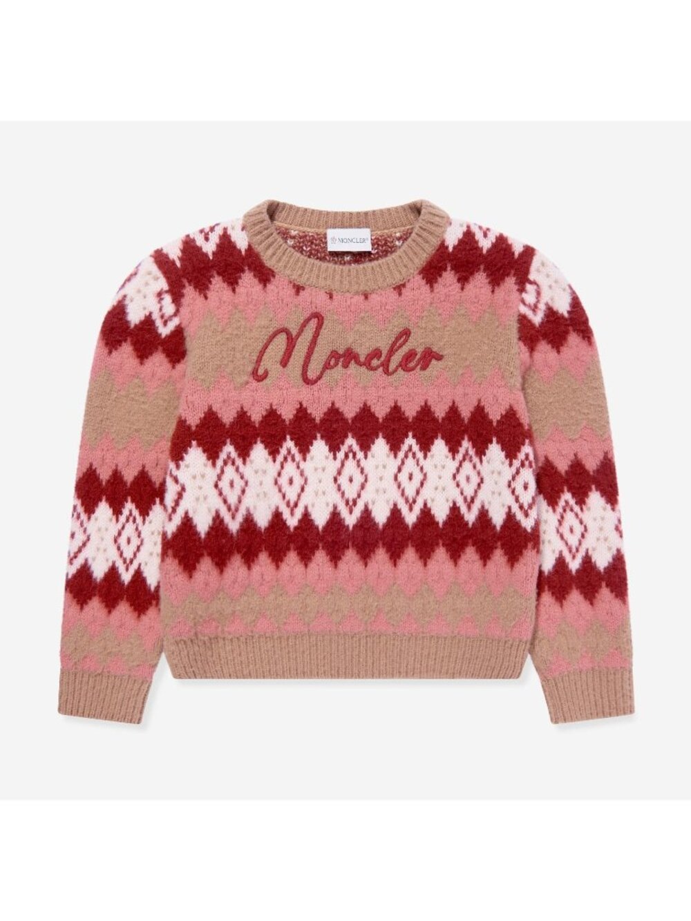 NEW Moncler Kids - Size 10, 12 Fair-Isle Girls Embroidered Wool Sweater‎ $675